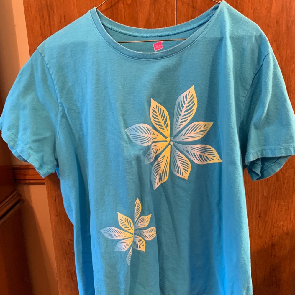 Hanes short sleeved shirt , turquoise  XL